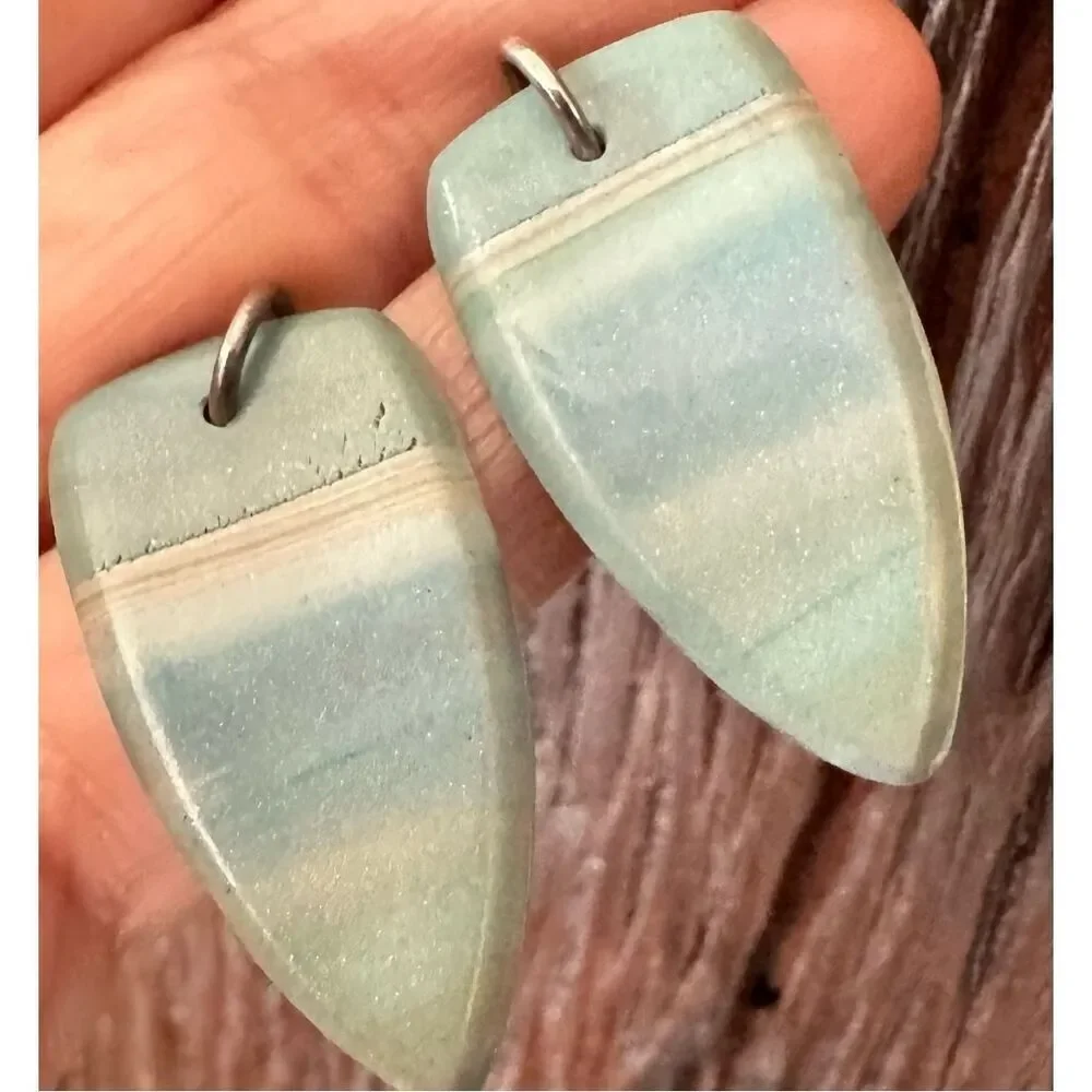 Blue and silver tone drop earrings